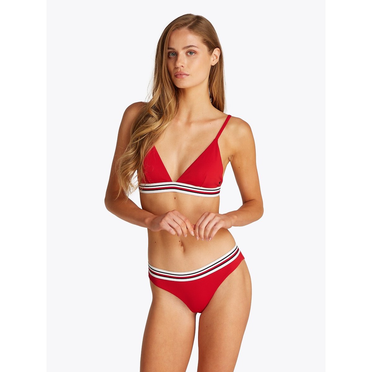 Haut de maillot triangle TH Global Stripe rouge, TOMMY HILFIGER