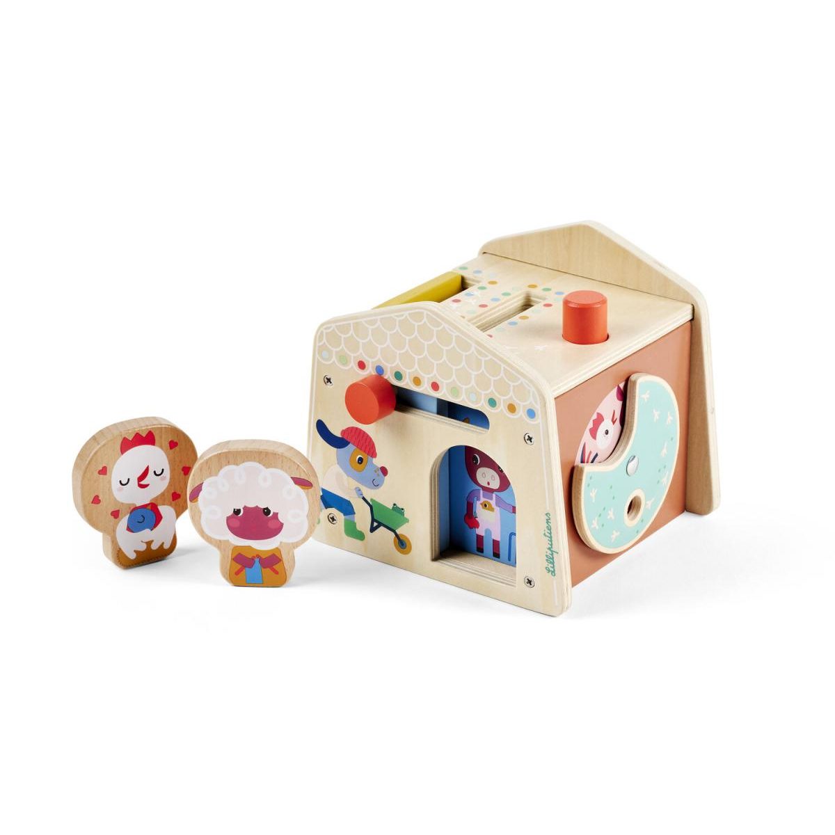 Maisonnette cache cache en bois couleur unique, LILLIPUTIENS