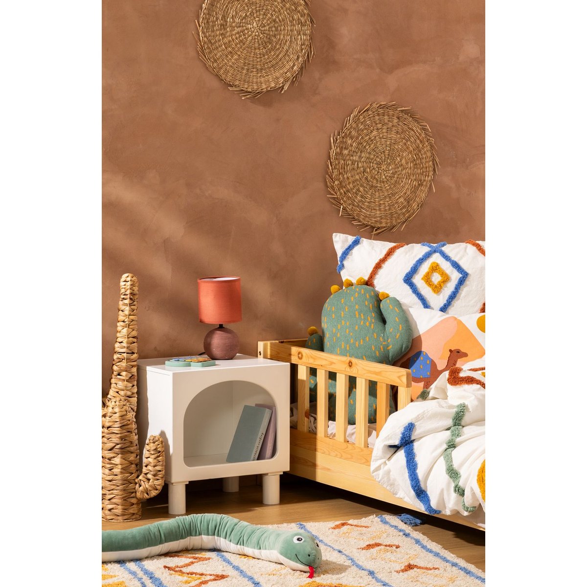 Parure de lit enfant 100% coton motifs géométriques MARRAKECH blanc, ATMOSPHERA