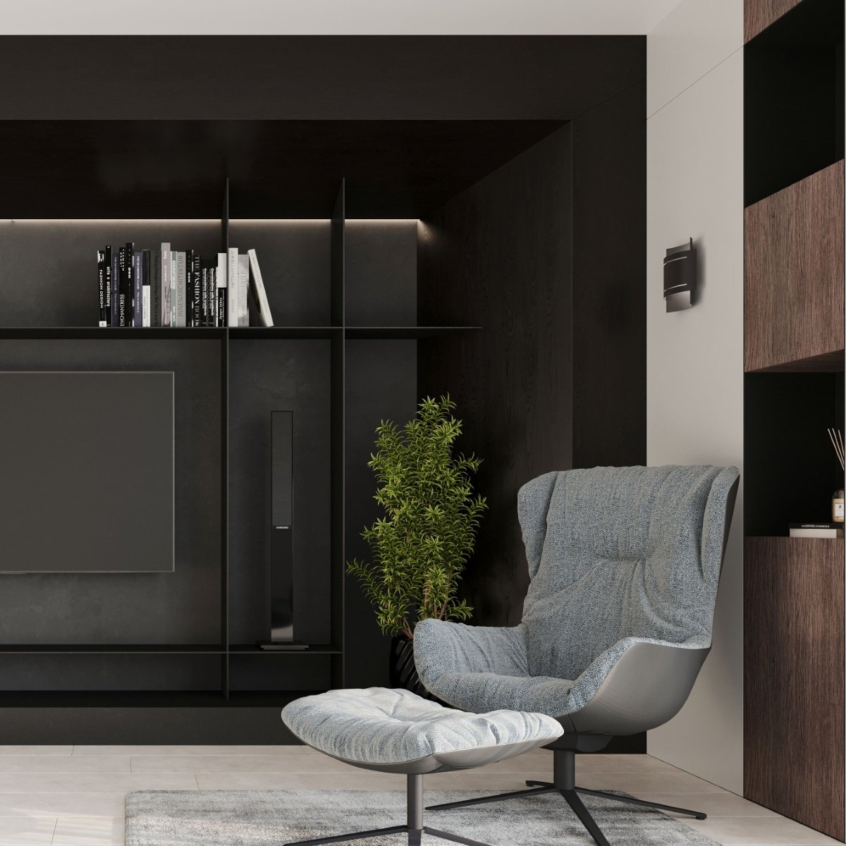 Applique Acier Noir G9 1 Hestia noir, EDEN