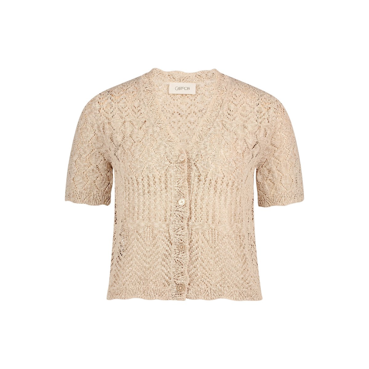 Cardigan en maille à encolure en v safari beige, CARTOON