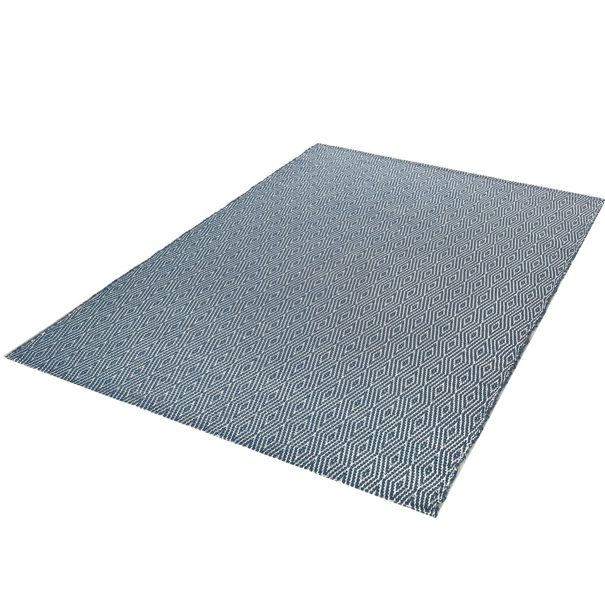 Tapis en fibres recyclées tissé à la main PESSOA bleu naturel, AFK LIVING