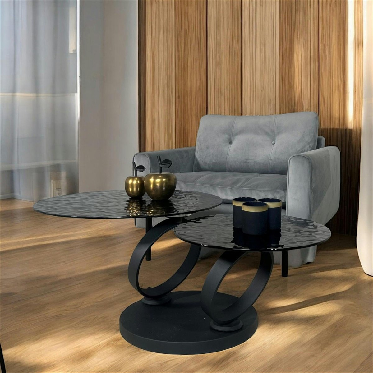 Table basse en verre ondulé noir LIGURIE noir, PIER IMPORT