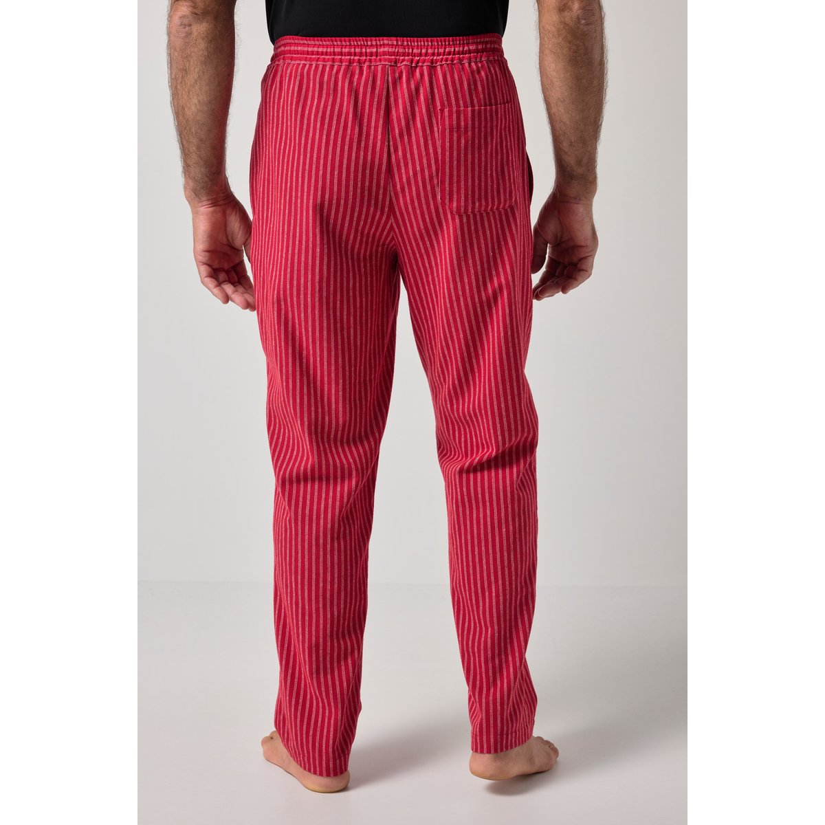Pantalon de pyjama en flanelle rayée rouge velours, JP1880