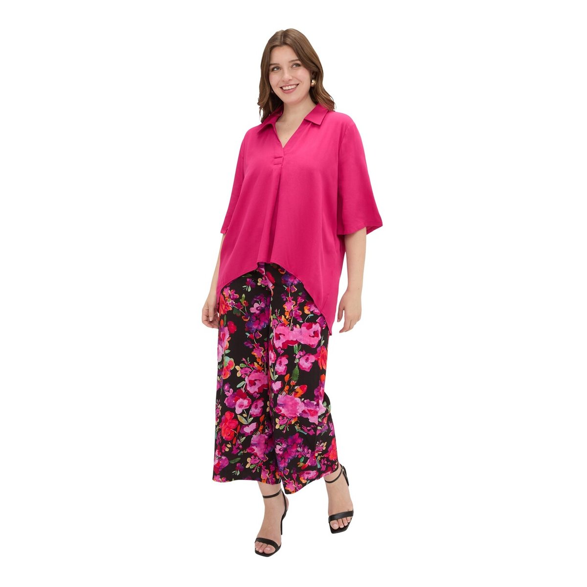 Blouse boxy avec col polo fuchsia, FIORELLA RUBINO