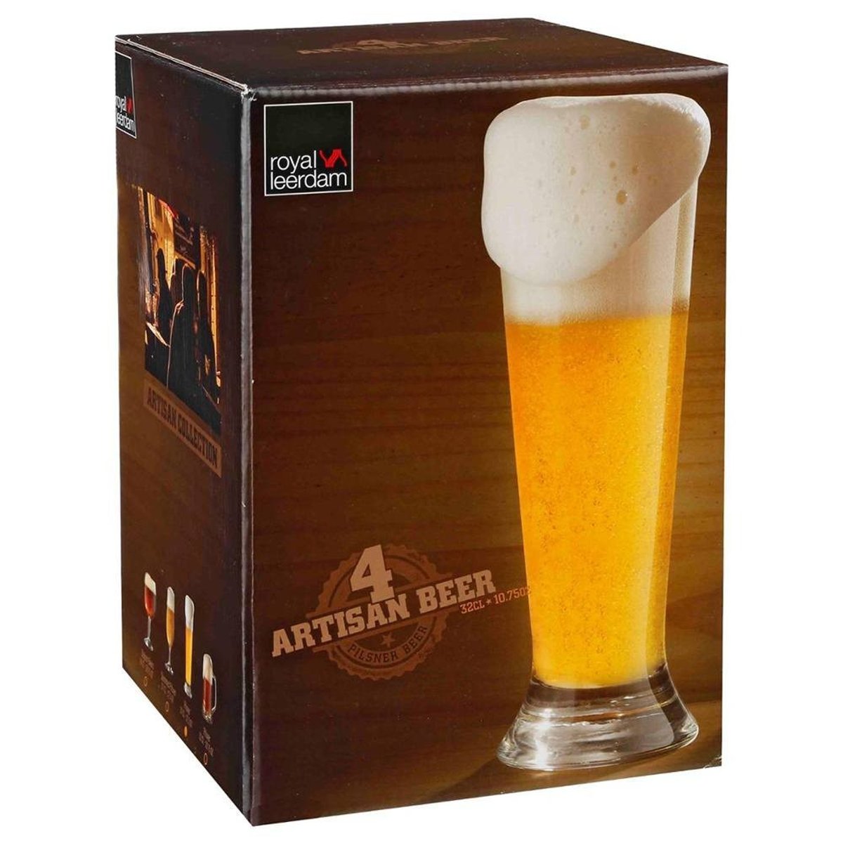 Lot de 4 verres à bière droits 37cl blanc, ATMOSPHERA