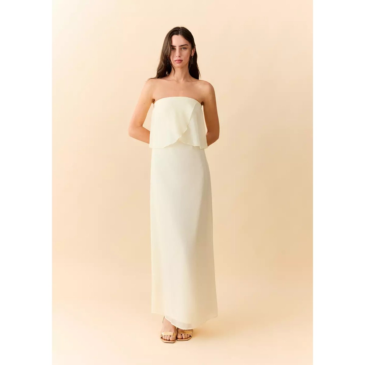 Robe bustier volant jaune, MANGO TEEN