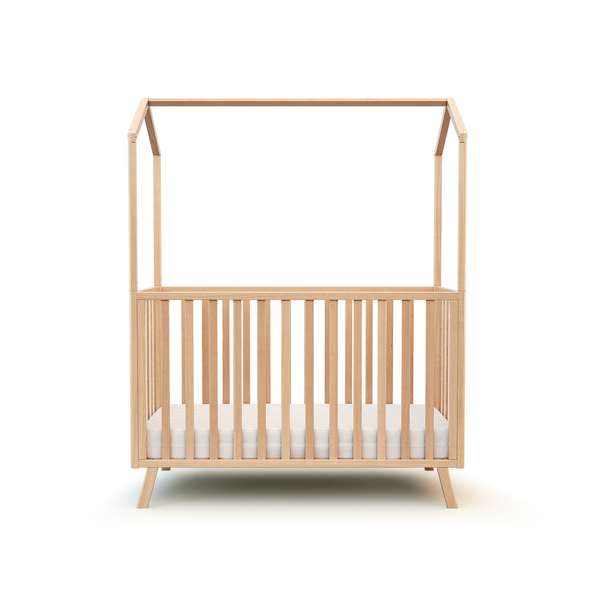 Lit cabane bébé évolutif en bois KASA hêtre verni, AT4