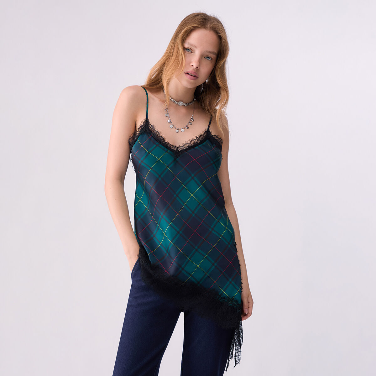 Top avec Détail en Dentelle vert, LIU JO