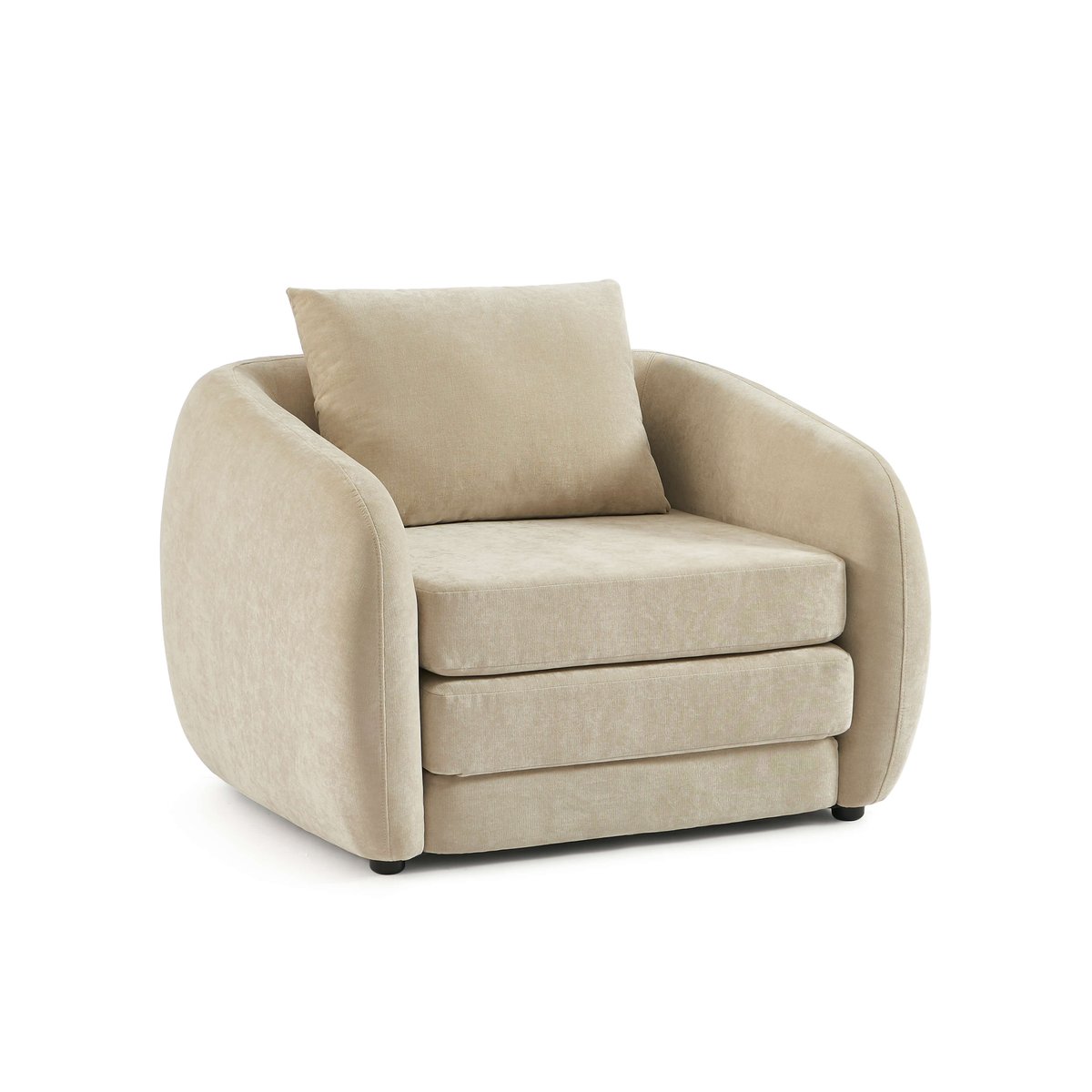 Fauteuil déplimousse tissu chenille PAZ beige, BAÏTA