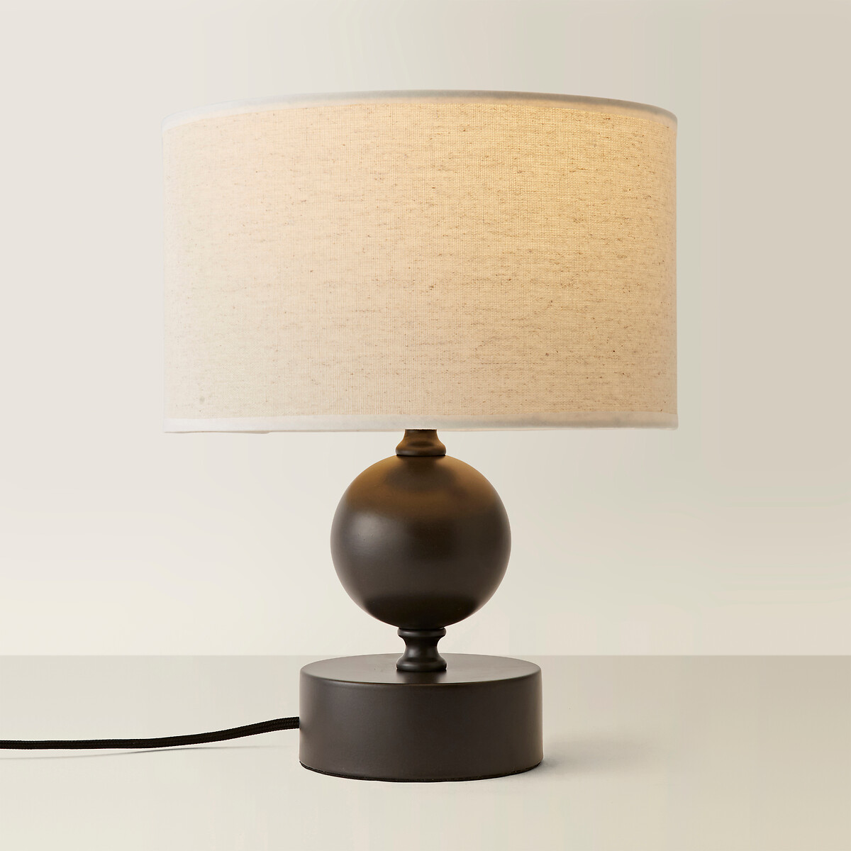 Andres Candlestick Table Lamp with Linen Trim Shade natural, SO'HOME