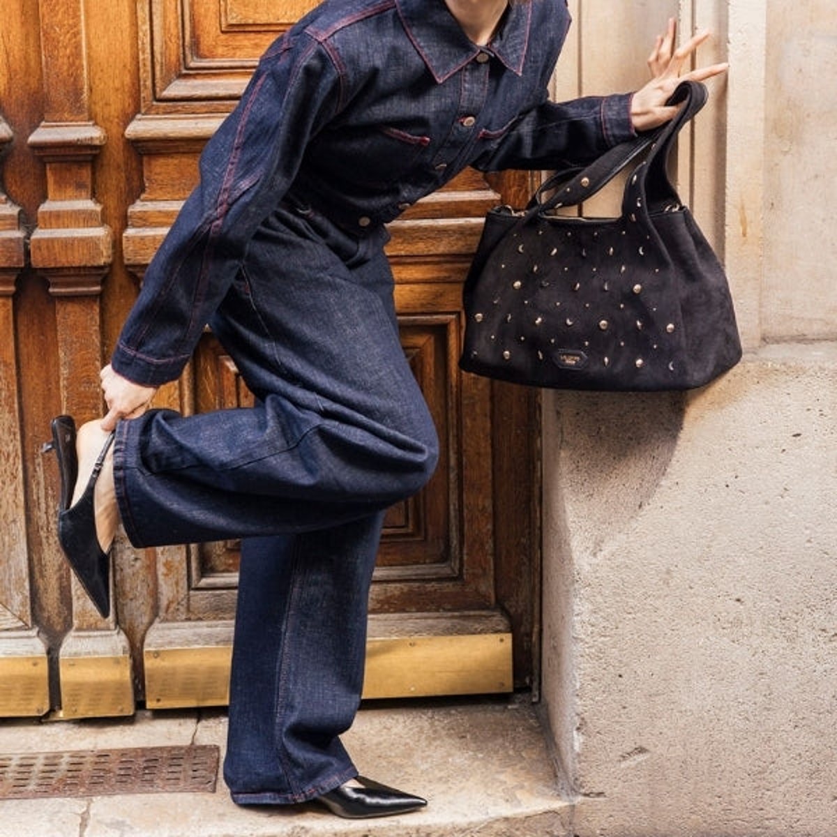 Sac Shopper L clouté Talaya doré, LOLLIPOPS