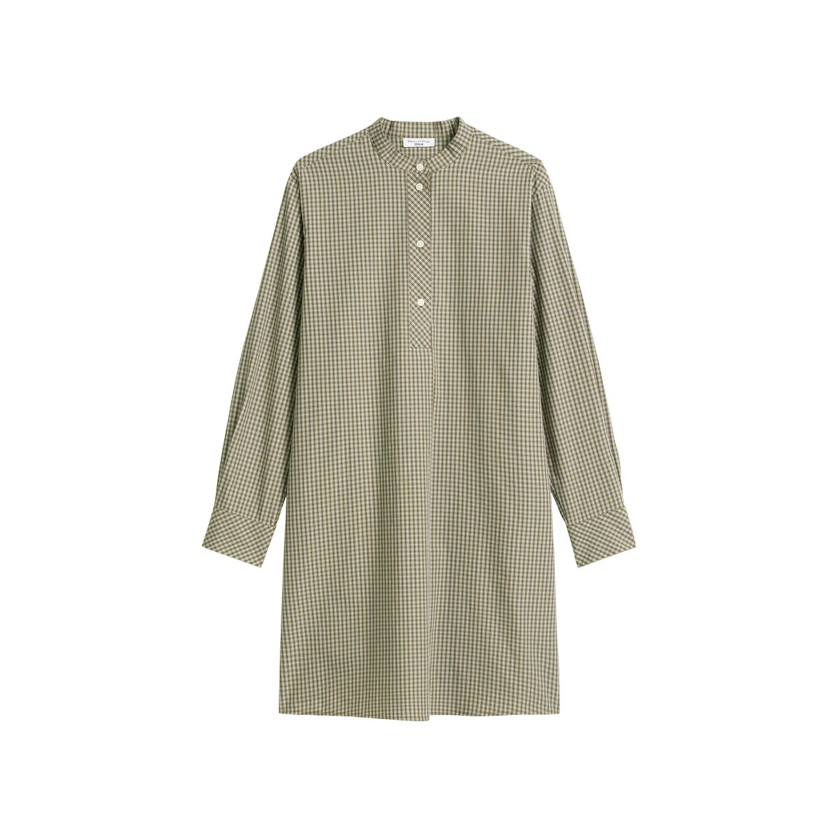 Robe à carreaux relaxed en popeline Papertouch vert foncé, MARC O’POLO DENIM