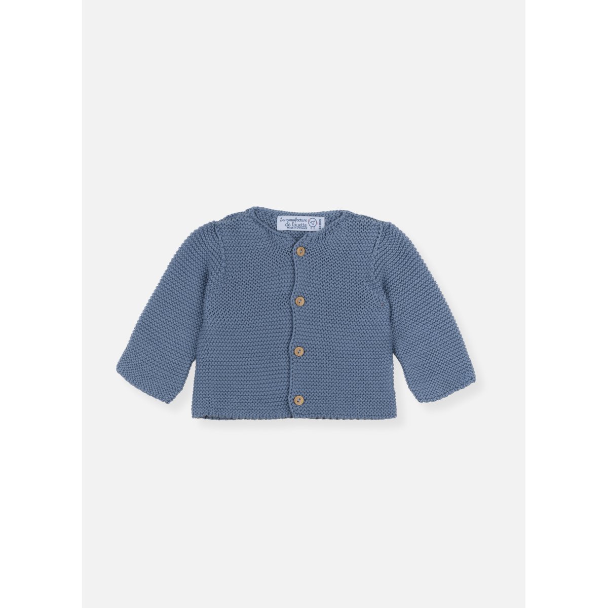 Gilet en coton petit mousse bleu orage, LA MANUFACTURE DE LAYETTE