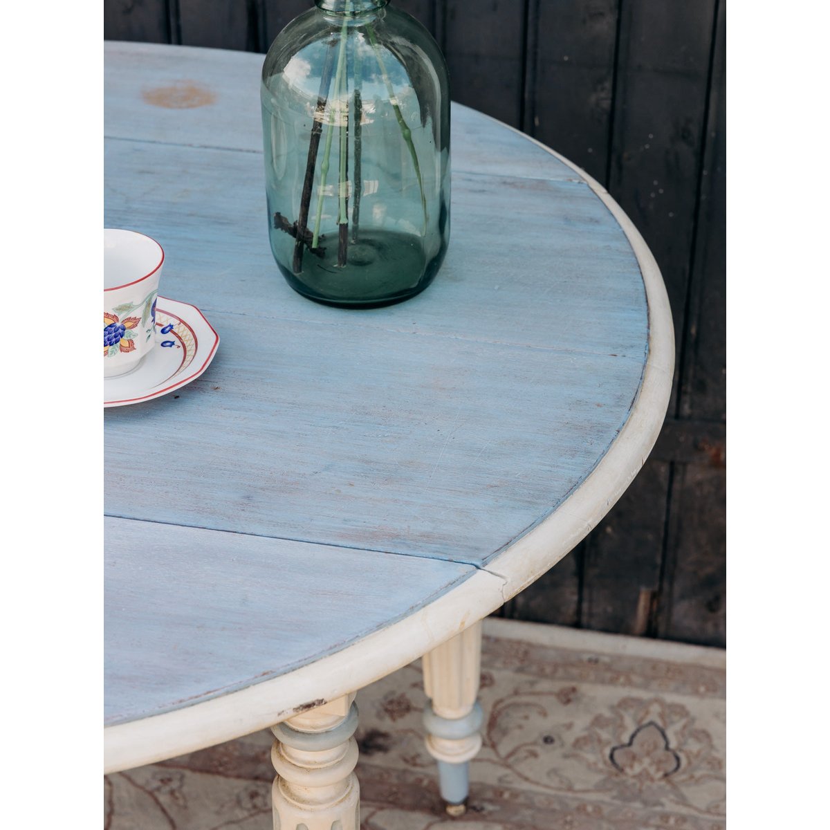 Table à manger à volets Romy N°1332 - Bon état bleu, DEBONGOUT