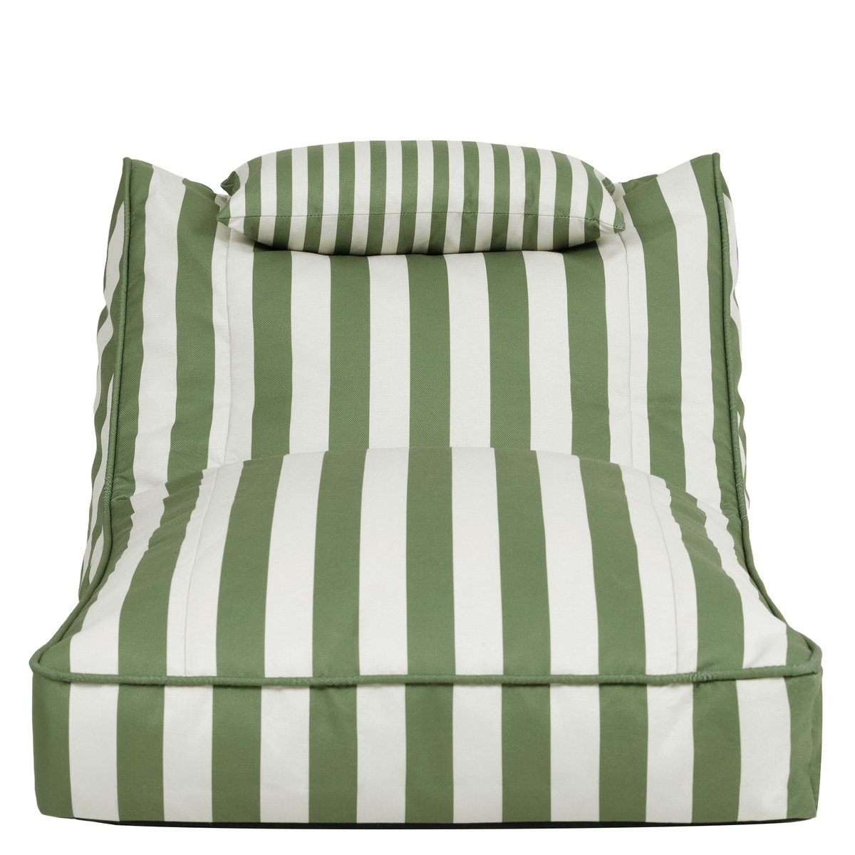 Pouf chauffeuse d'extérieur en tissu tissé rayé, Oeko-Tex® - NOVA vert olive, ICON
