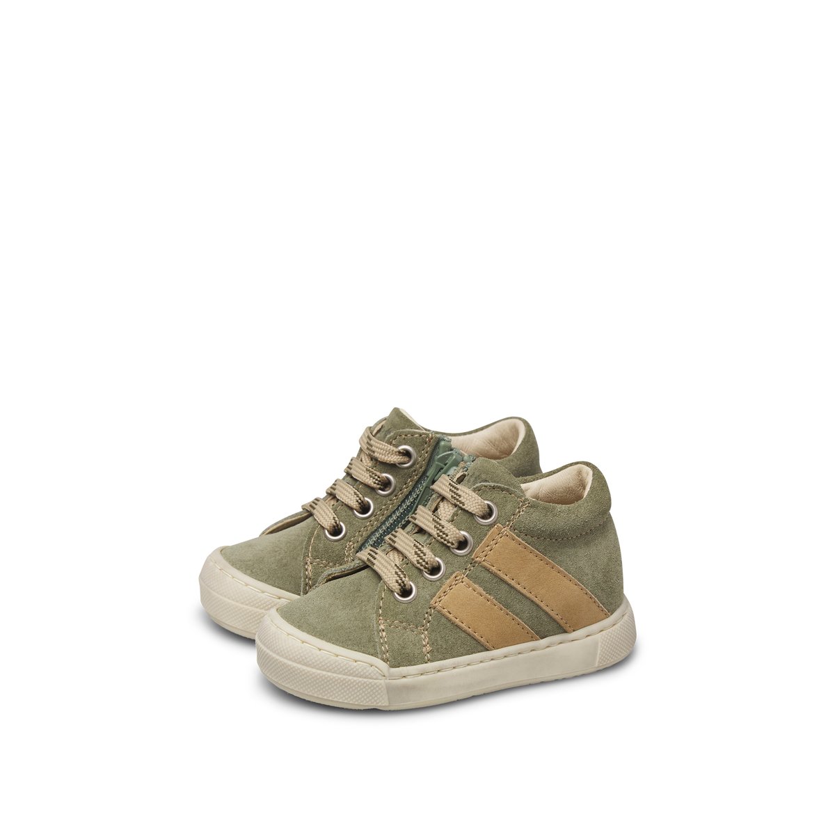 Baskets en suède GAZER ZIP beige-vert militaire-, FALCOTTO