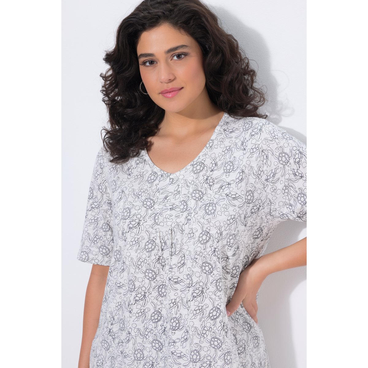 T-shirt à coupe évasée, motif tortues blanc neige, ULLA POPKEN