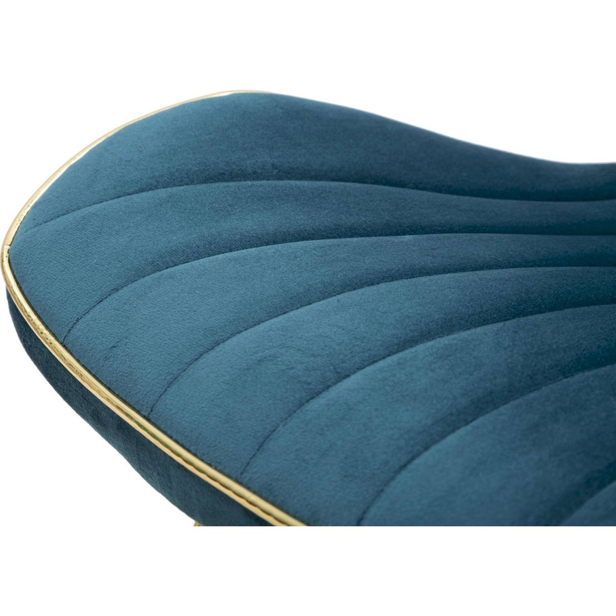 Lot de 2 chaises velours capitonnées GLAM bleu pétrole et doré, RECOLLECTION