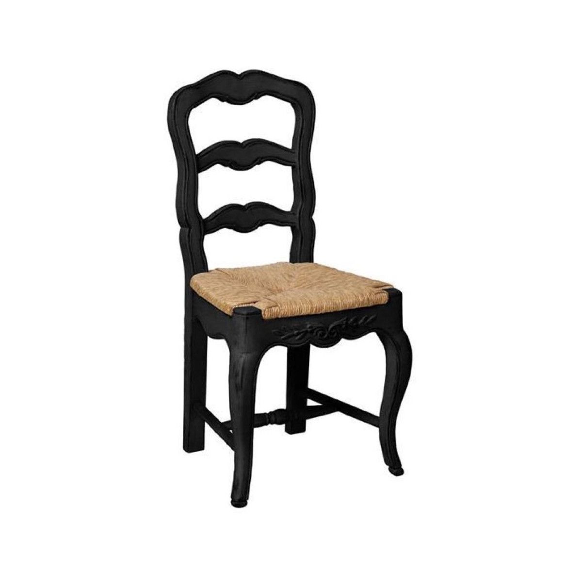 Lot de 2 chaises paillée pieds - ROMANCE noir, INTERIOR'S