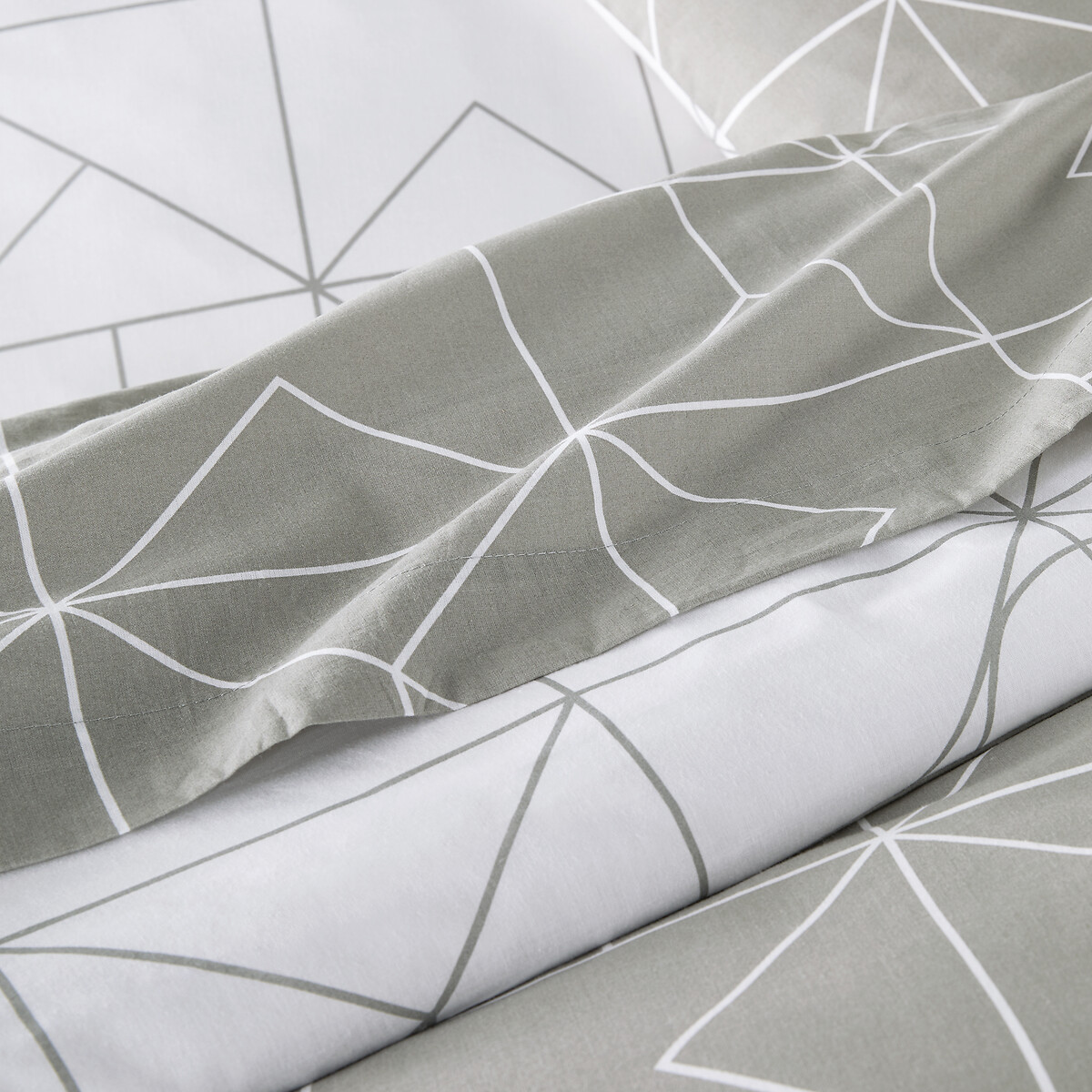 Housse de couette pur coton, Vidmey gris/blanc, SO'HOME