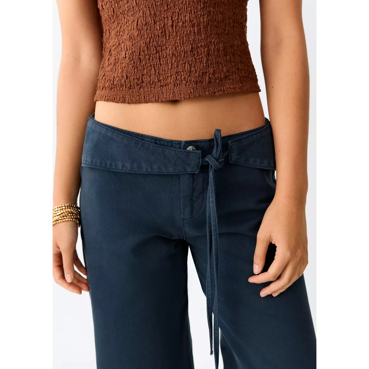 Jean low waist nœud gris anthracite, MANGO TEEN