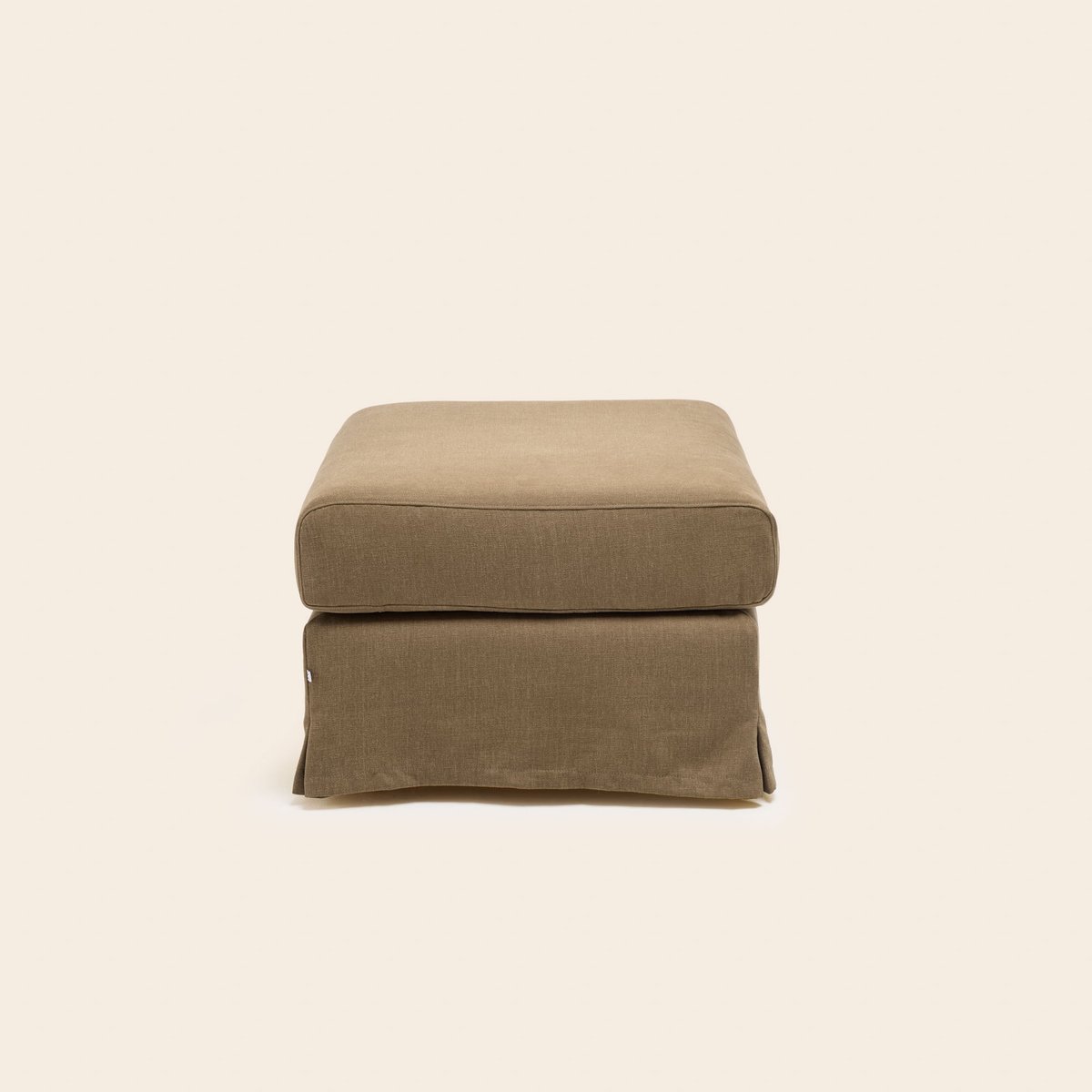 Pouf en tissu naturel CLARIBEL barbate brun chaud, MADURA