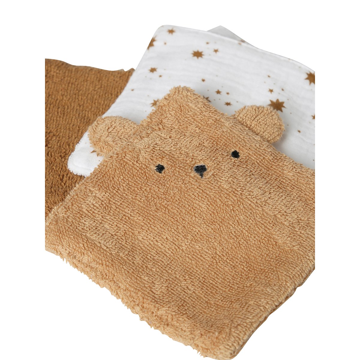 Lot de 6 lingettes lavables Ourson caramel, VERTBAUDET