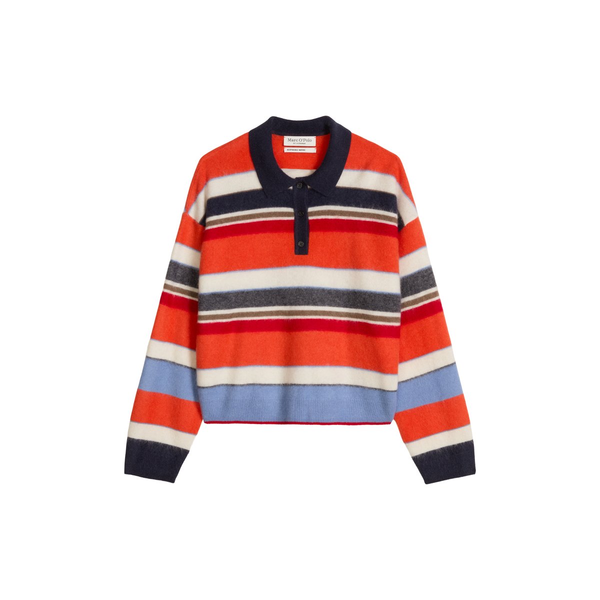Polo en maille ample en laine mérinos douce orange, MARC O'POLO