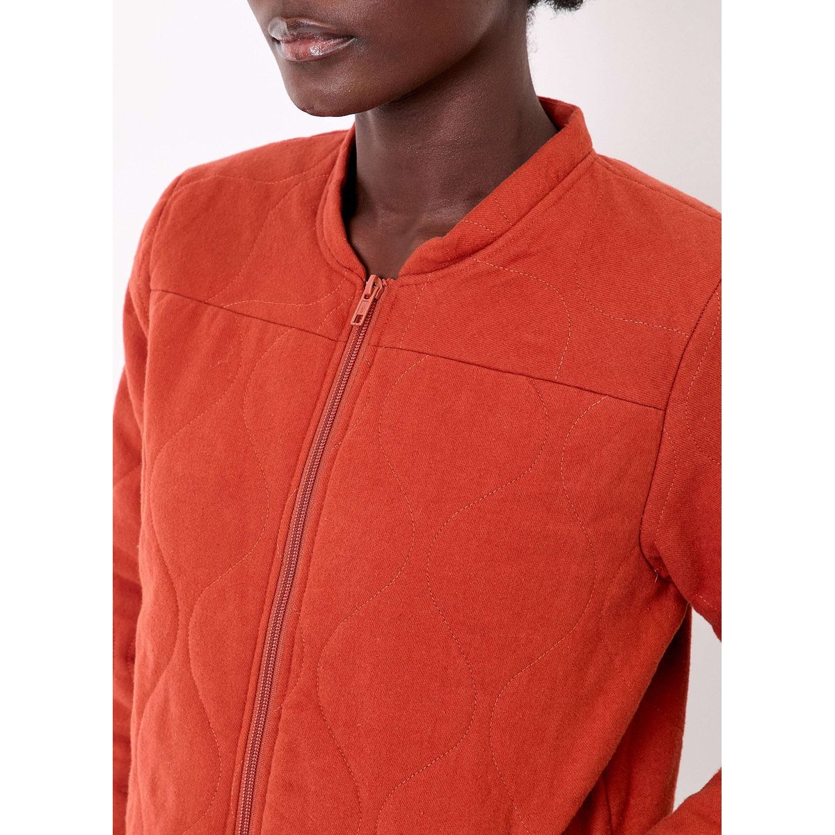 Veste matelassée flanelle coton bio OLAFI orange, LA FIANCÉE