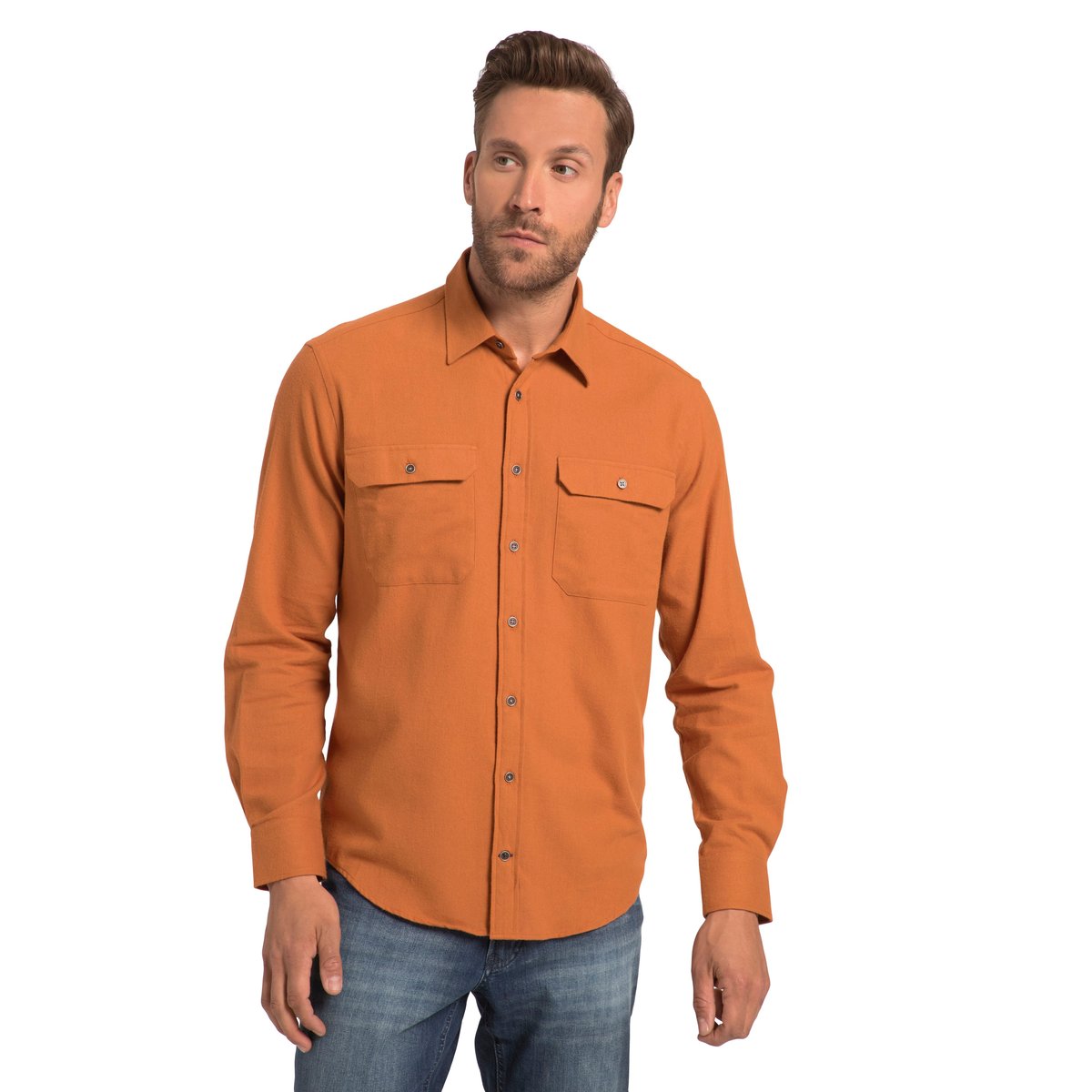 Chemise en flanelle orange de rouille, JP1880