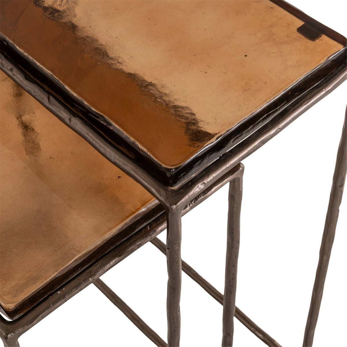 Bout de canapé en verre (lot de 2) bronze, RECOLLECTION