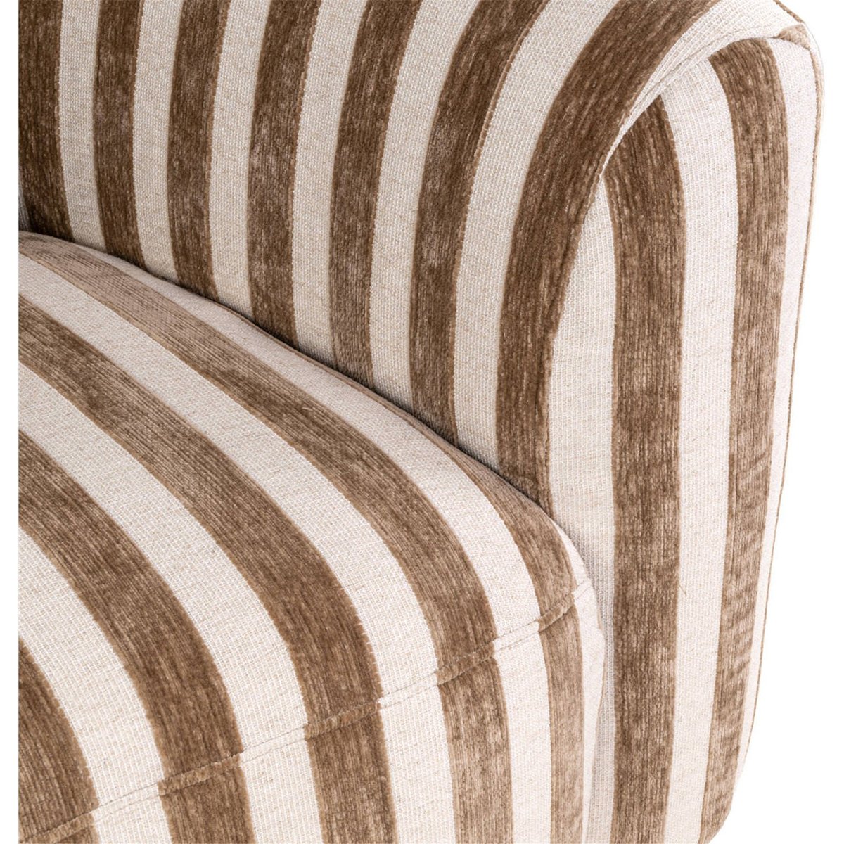 Fauteuil lounge rayé au confort généreux rayures sable, RECOLLECTION