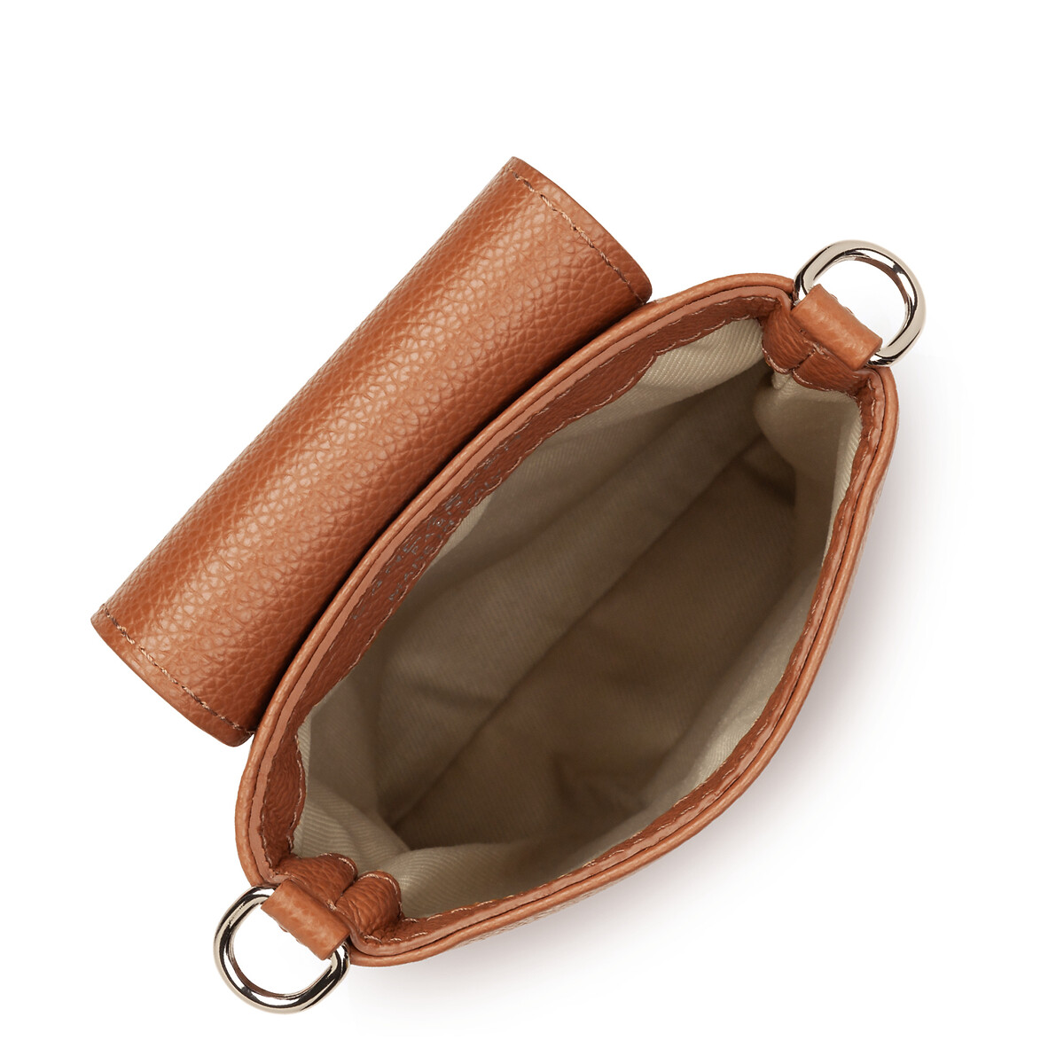 Pochette smartphone à rabat bandoulière MILANO BAO camel, LANCASTER