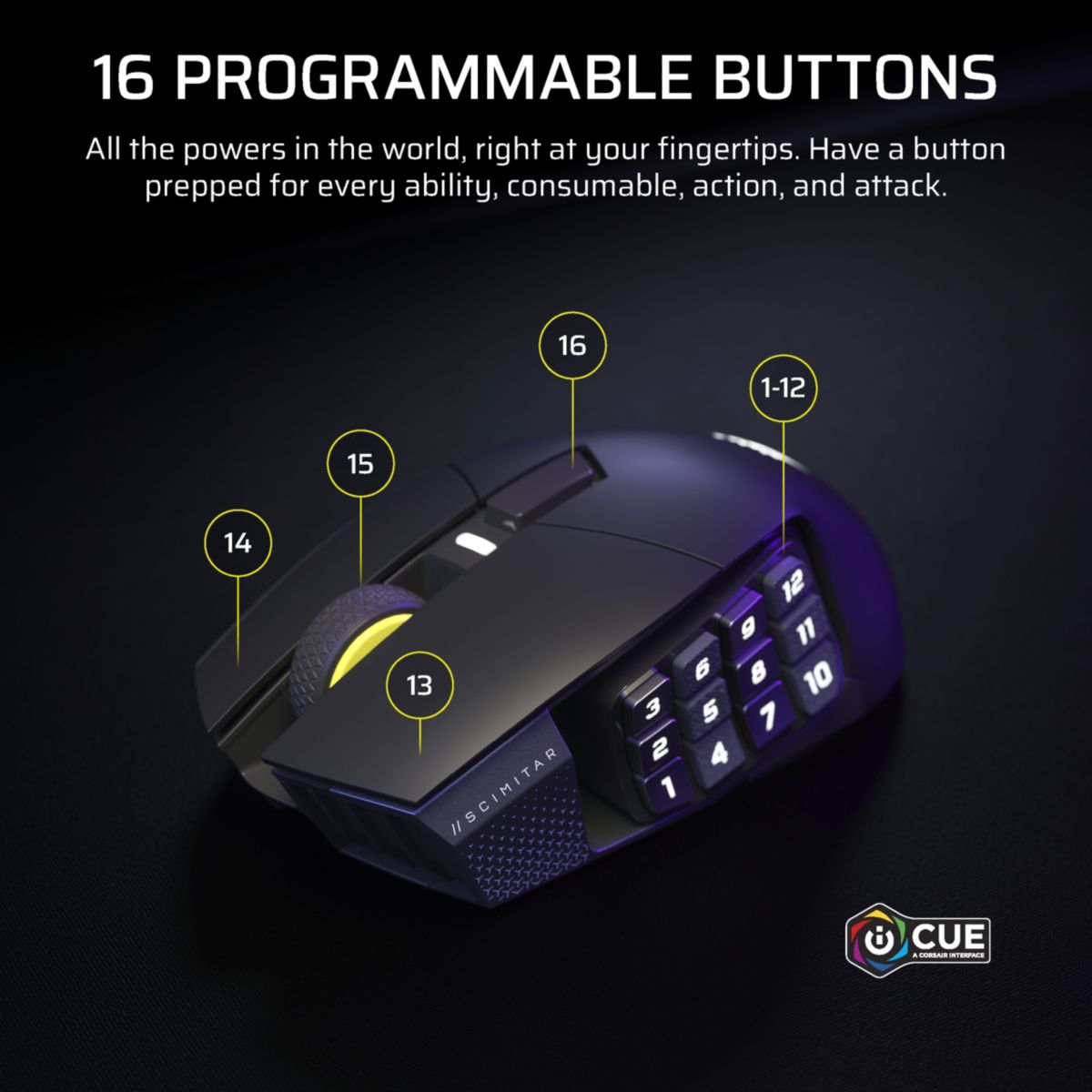 Souris Gamer Sans Fil SCIMITAR ELITE WL SE GUN METAL couleur unique, CORSAIR