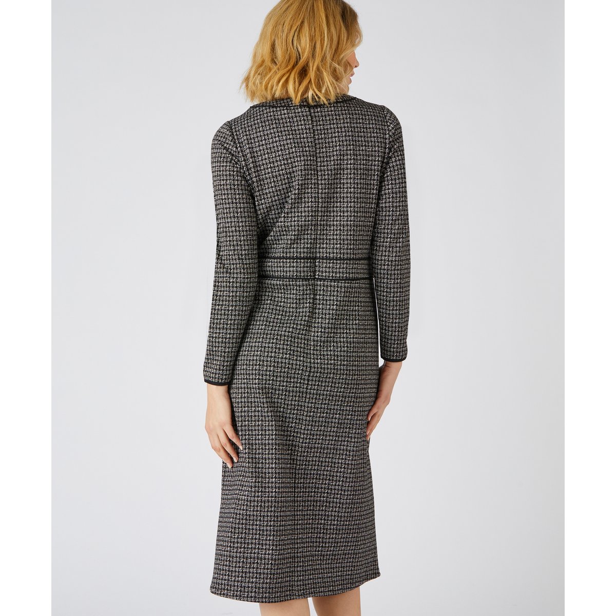 Robe maille jacquard détails unis noir graphqiue, DAMART