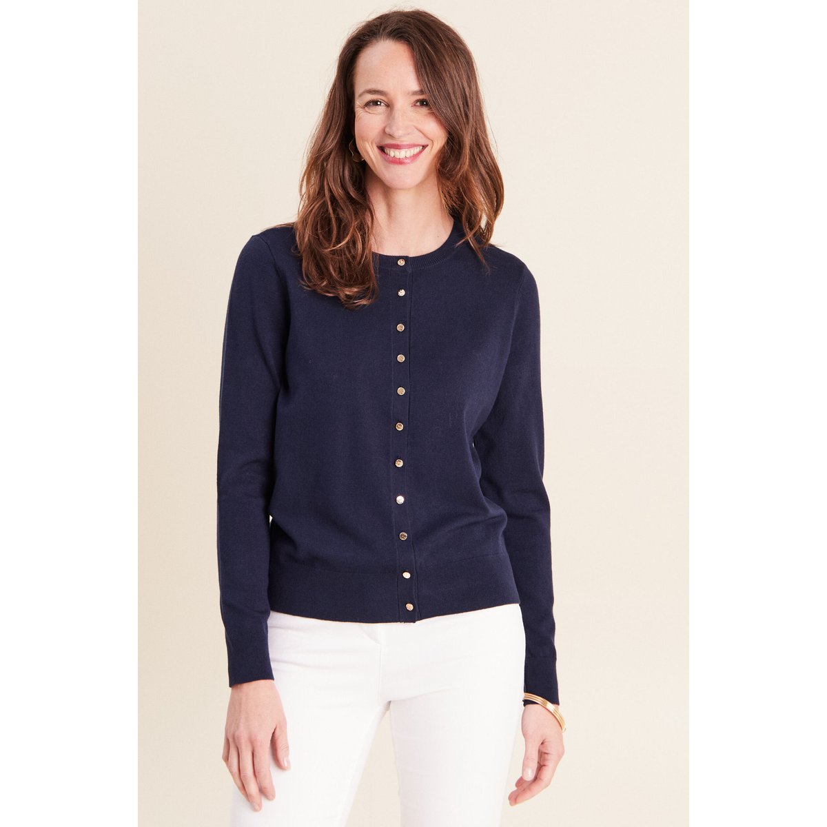 Gilet manches longues col rond bleu marine, BREAL