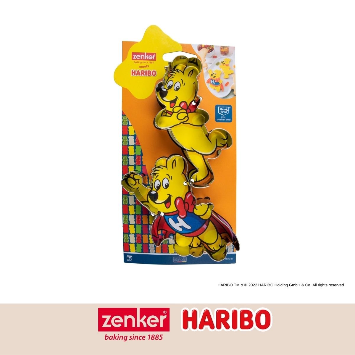 Lot de 2 emporte-pièces motif ourson HARIBO inox, ZENKER