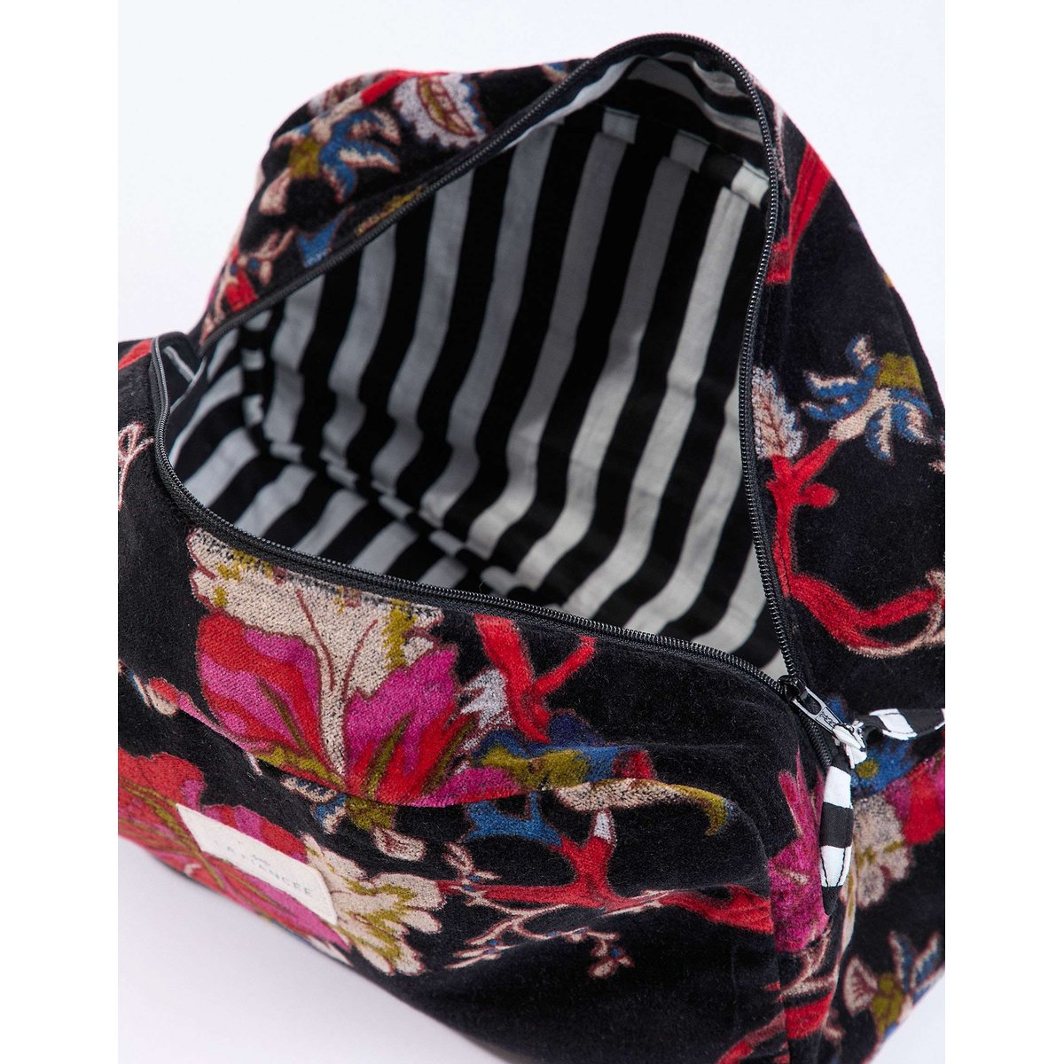 Grande pochette en velours KARUNI noir floral, LA FIANCÉE