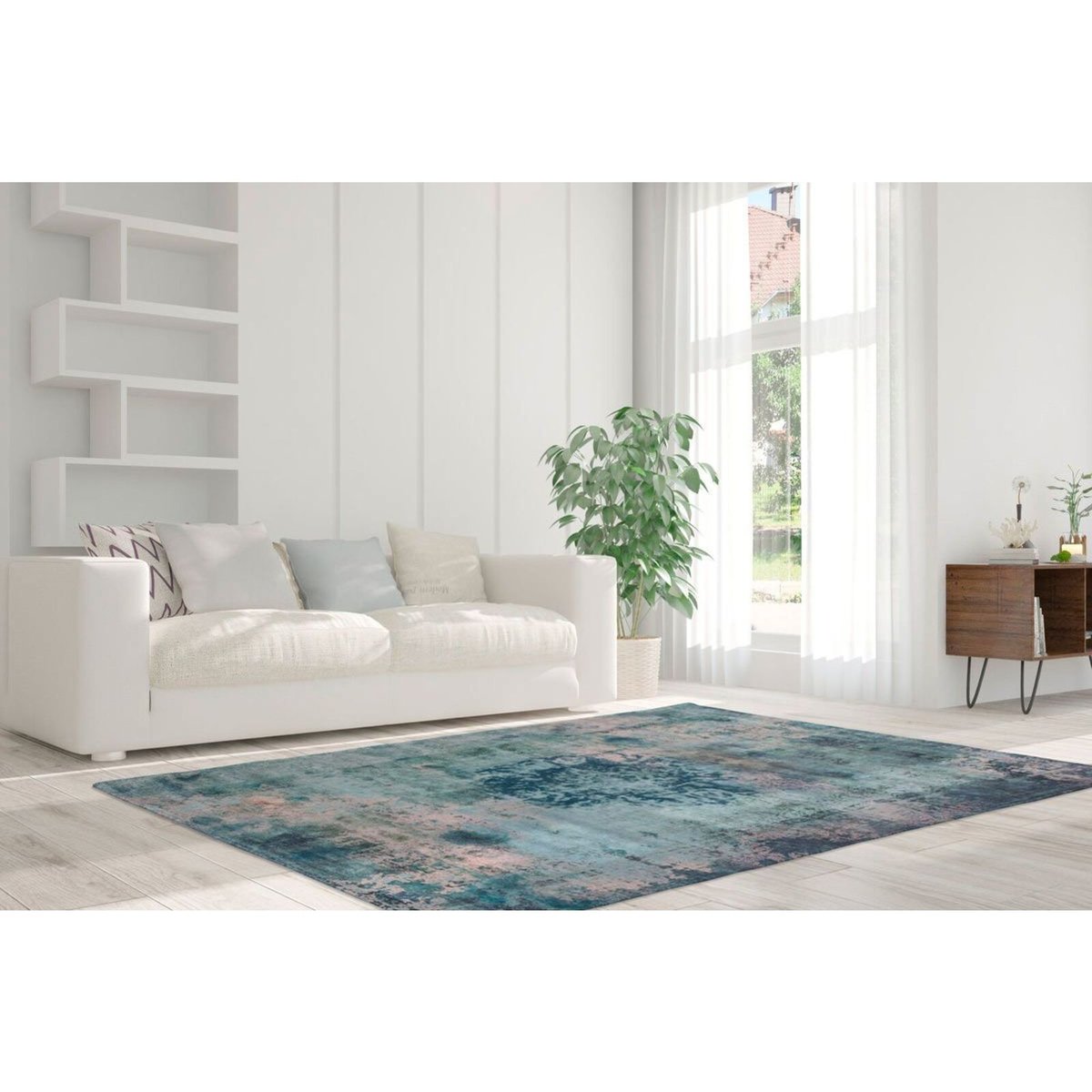Tapis rectangulaire tufté main en acrylique vintage 140x200 cm gris, ARTE ESPINA