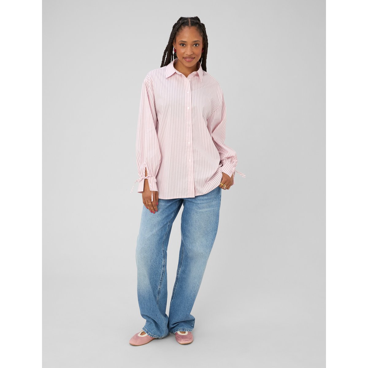 Chemise rayée oversize rose pâle, BZB