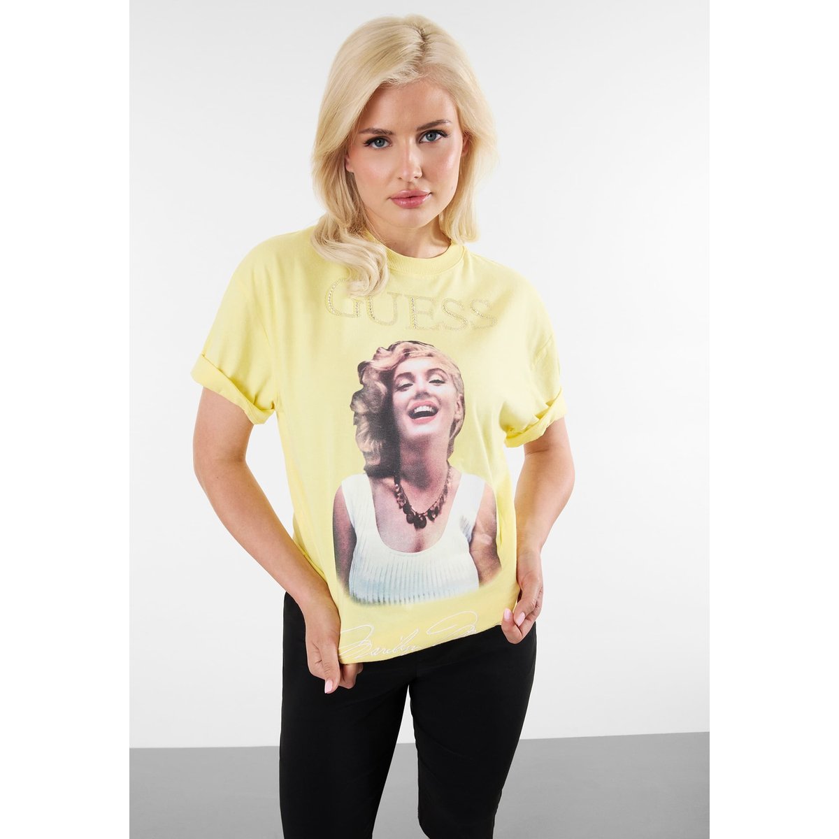 T-Shirt Imprimé jaune, GUESS