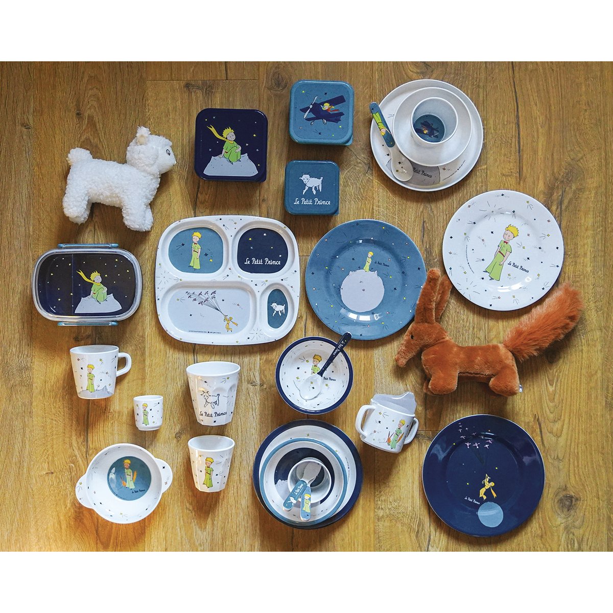 Bol ventouse avec cuillère LE PETIT PRINCE blanc / bleu, PETIT JOUR