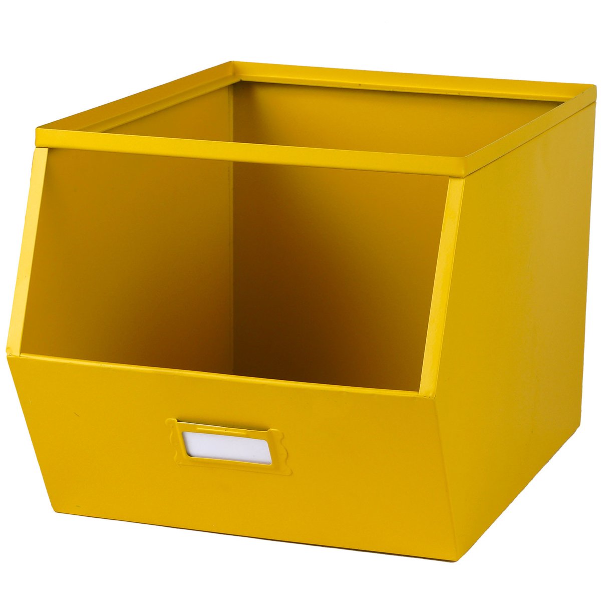 Casier de rangement en métal jaune empilable avec étiquette 32x23x21cm jaune, WADIGA
