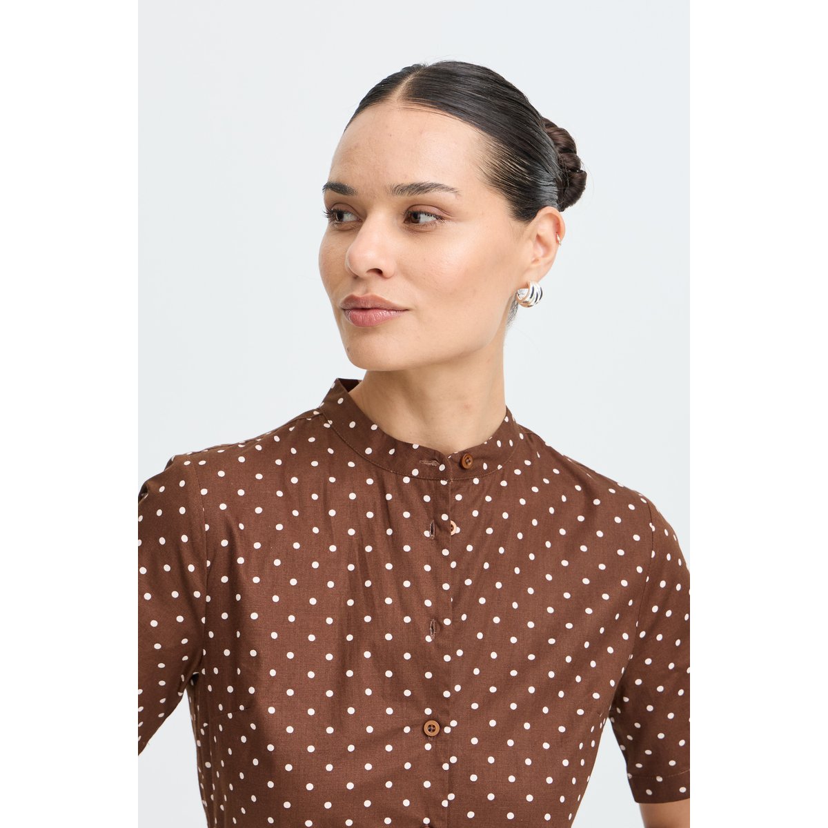Robe décontractée marron fanty dot fondue, ICHI