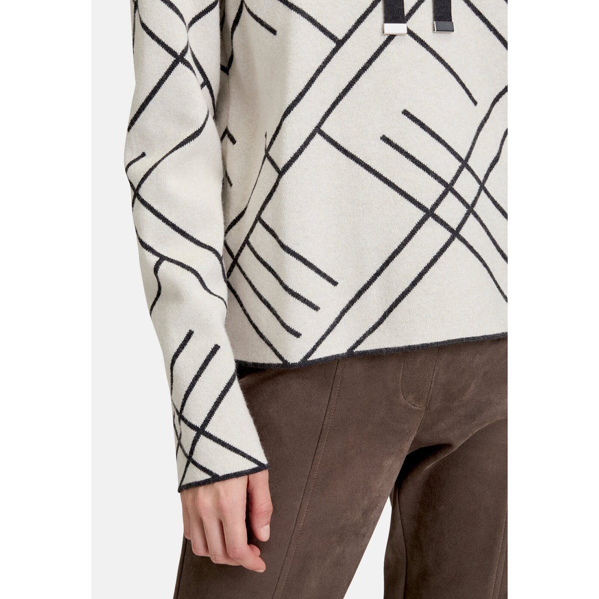 Pull-over en maille à motif jacquard patch beige/grey, BETTY BARCLAY