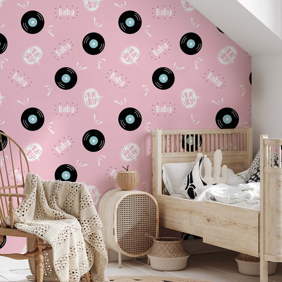 Papier peint disque bébé intissé, HEXOA