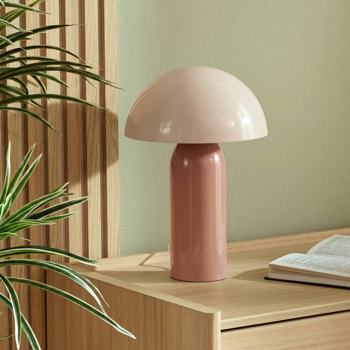 Lampe champignon en acier LITO rose, ATMOSPHERA