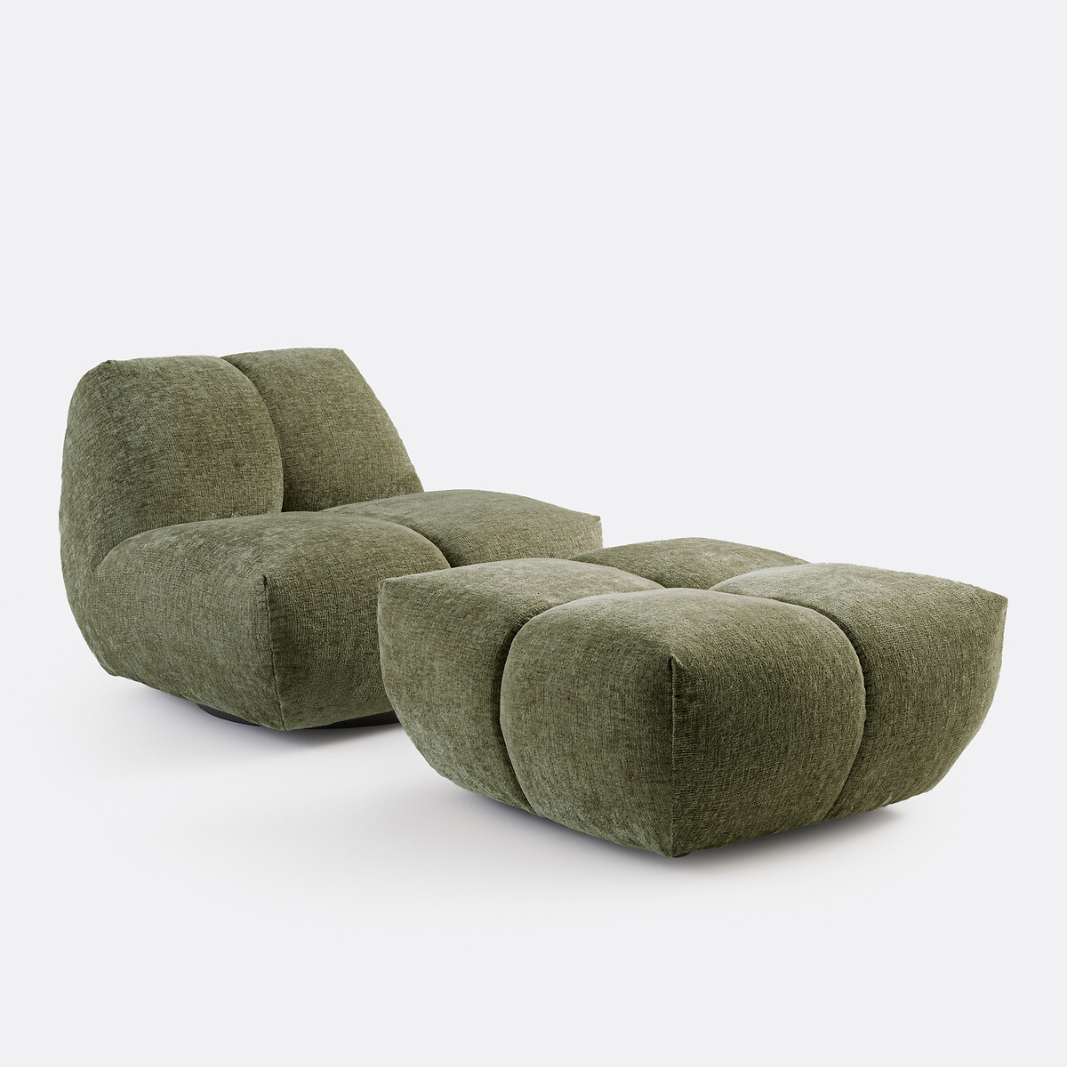 Fauteuil pivotant, velours épais, Nuria kaki, LA REDOUTE INTERIEURS