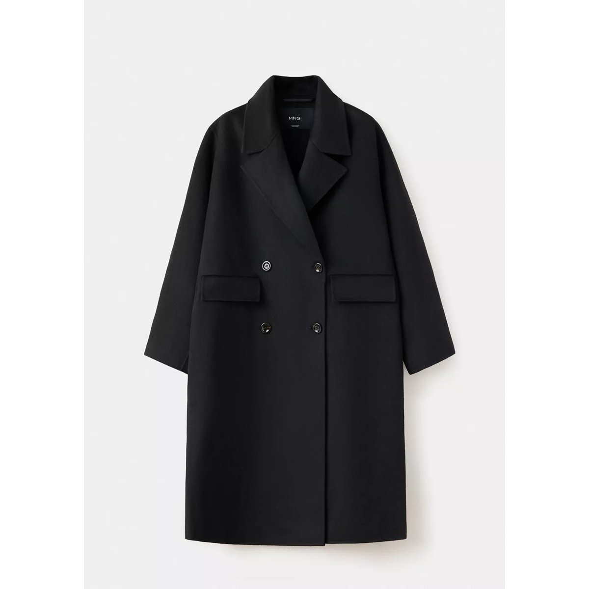 Manteau laine fait main noir, MANGO